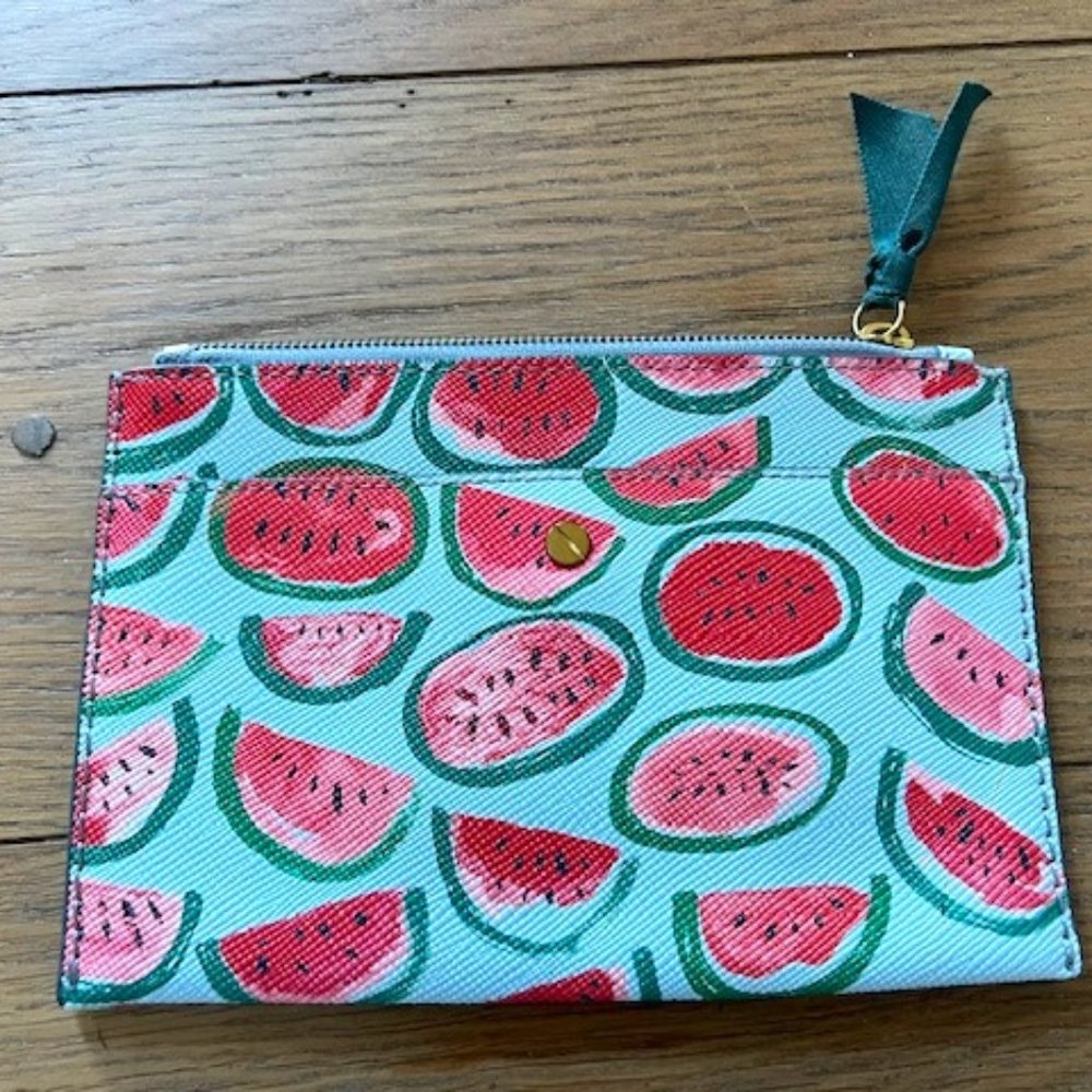 J Crew Leather Watermelon Print Clutch
